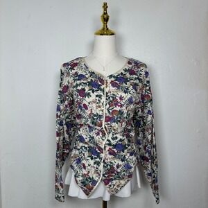 vintage 80s victorias secret gold label floral sleep button up coquette cottage